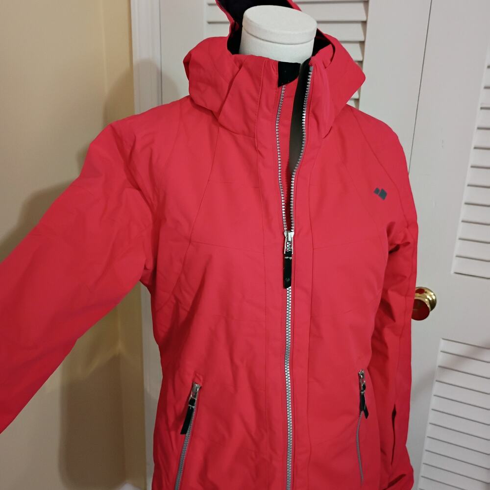 OBERMEYER Teen (18) Coral Red Ski Jacket Detachable Hood Goggle Wipe/Pocket